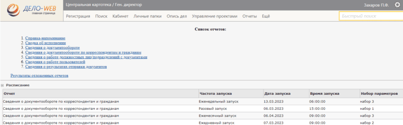 Продукт Опция «Планировщик отчетов» Скриншот Опция «Планировщик отчетов»