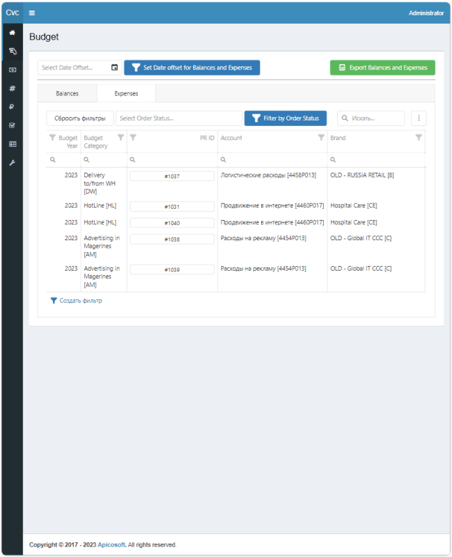 Продукт Система управления бюджетированием картинка 2 Скриншот Система управления бюджетированием картинка 2